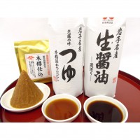 【岩手県】木樽仕込セット(醤油,つゆ,味噌)