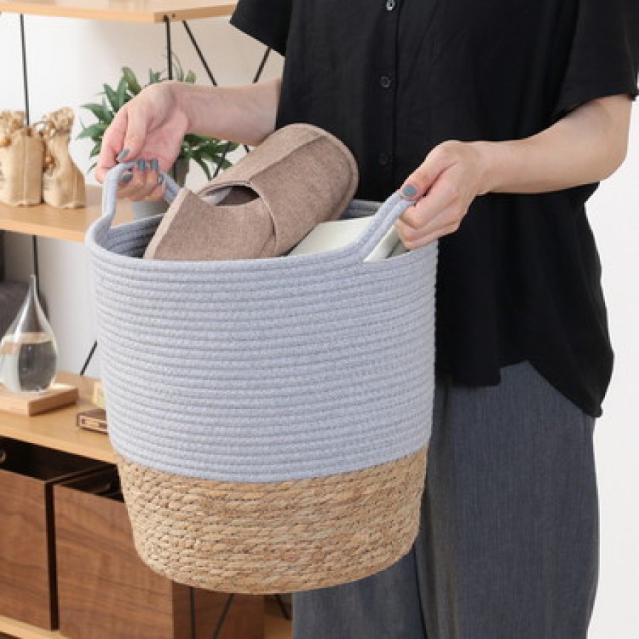 鉢カバー コットン/ガマ 10号　グレー