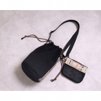 メッシュ巾着ショルダーバッグ　ブラック
