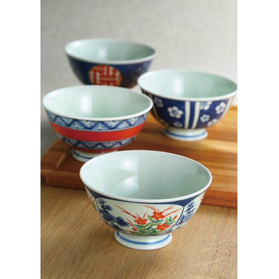 波佐見焼 染錦文様 飯碗揃