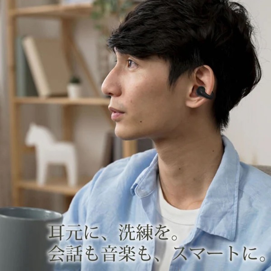 オープンイヤーフック型ワイヤレスイヤホン　ブラック