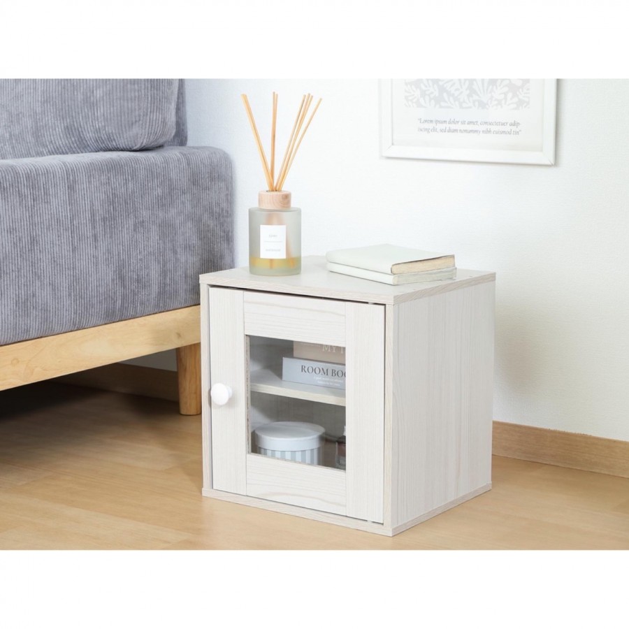 キューブボックス ガラス扉 ホワイトウォッシュ