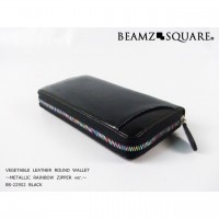 BEAMZSQUARE レザーラウンド長財布　ブラック