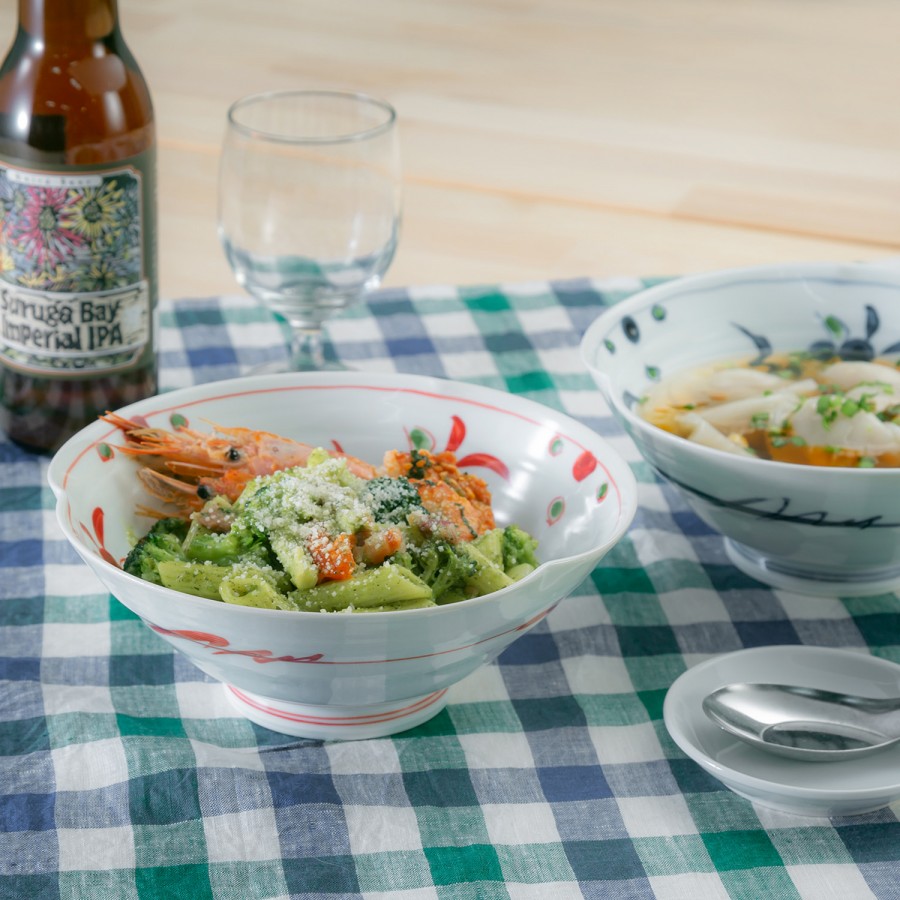 波佐見焼 万歴 手描き6寸多用鉢ペア