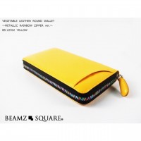 BEAMZSQUARE レザーラウンド長財布　イエロー