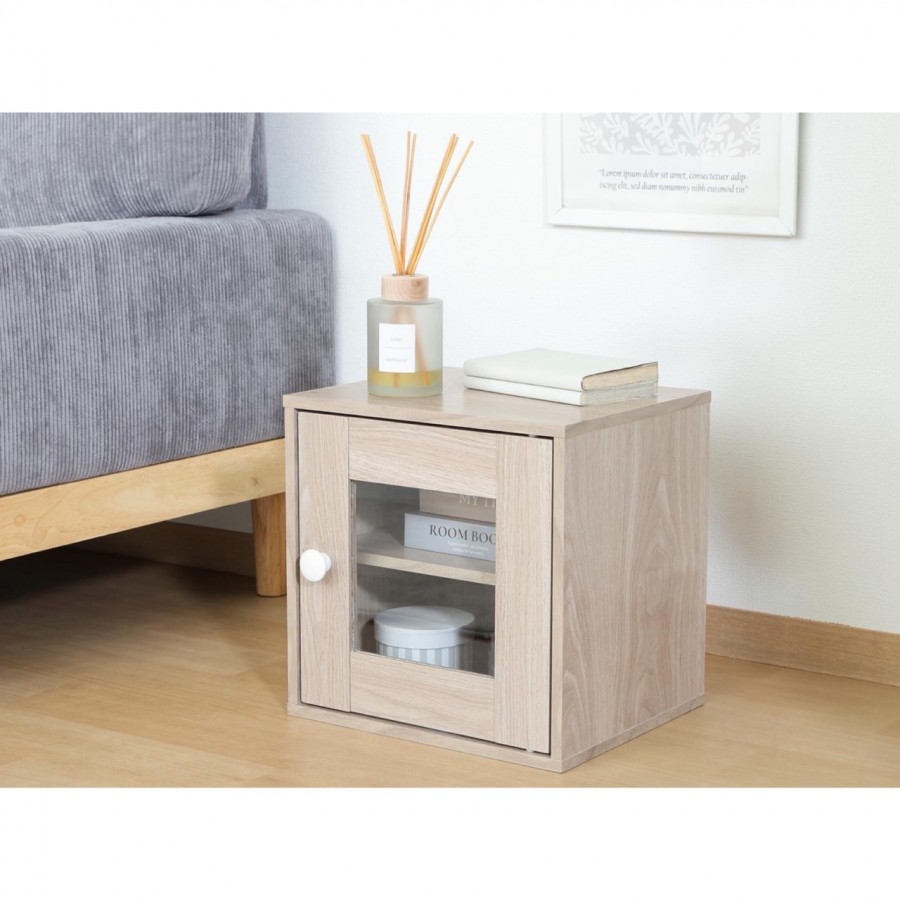 キューブボックス ガラス扉 アッシュグレー