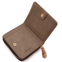 イタリアンレザー  シワメタリックレザーラウンド二つ折り財布　シルバー