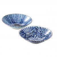 波佐見焼 古染紋 手描き多用鉢ペア