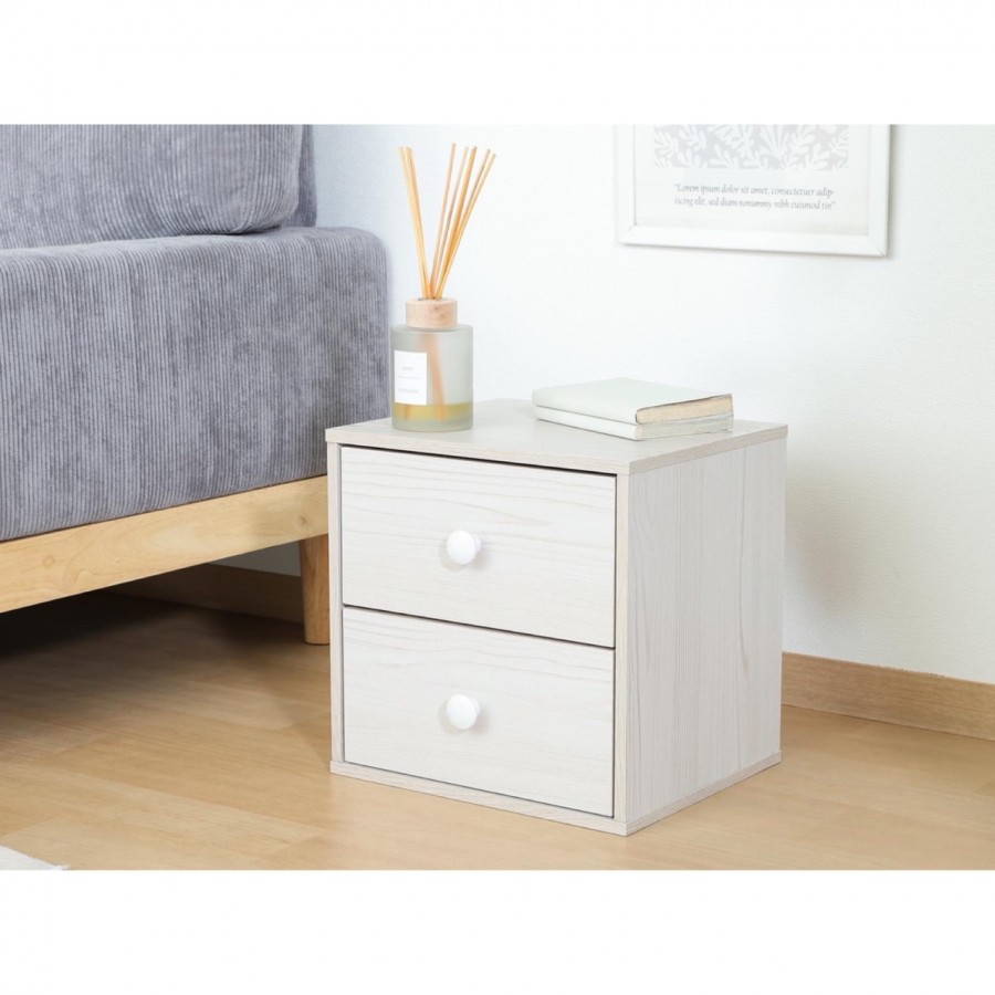 キューブボックス 引出2段 ホワイトウォッシュ