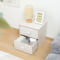 キューブボックス 引出2段 ホワイトウォッシュ