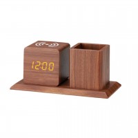 ペンホルダー付ワイヤレス充電クロック ダイス