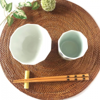 有田焼　水玉（青）面取茶碗コップセット