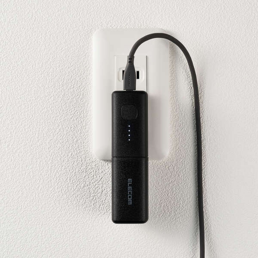 ELECOM　AC充電器一体型 モバイルバッテリー5000mAh　ブラック