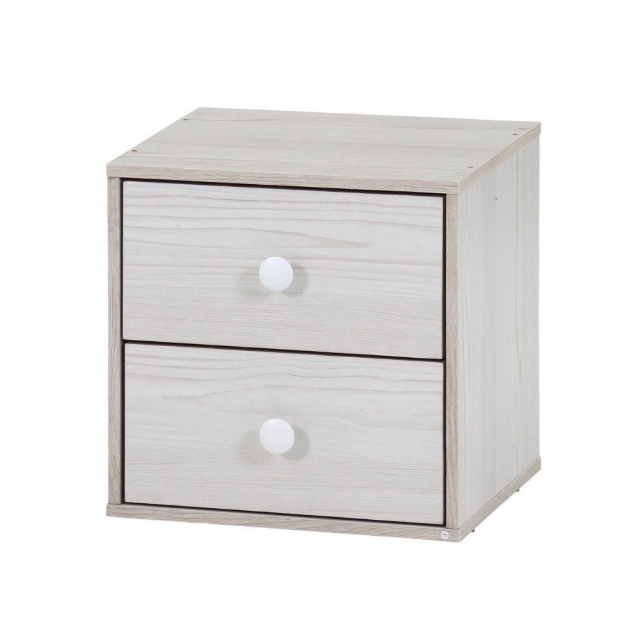 キューブボックス 引出2段 ホワイトウォッシュ