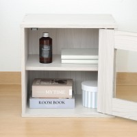 キューブボックス ガラス扉 ホワイトウォッシュ