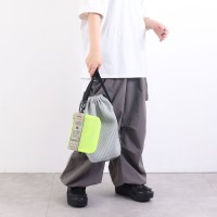 メッシュ巾着ショルダーバッグ グレー