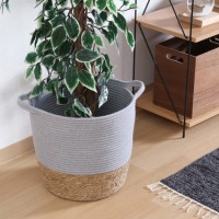 鉢カバー コットン/ガマ 10号　グレー