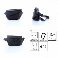 A5ノート対応撥水スリングショルダーバッグ BK