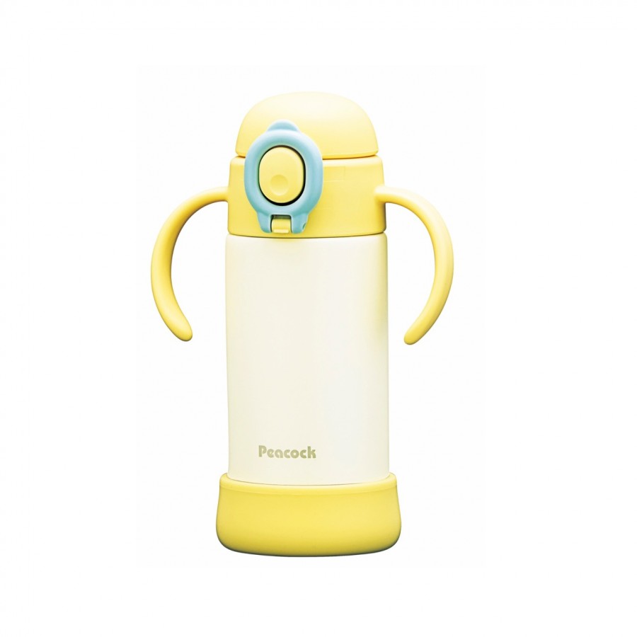 ピーコック ベビーストローマグ ハンドル付360ml イエロー (7ヶ月頃から使えるベビー用水筒)
