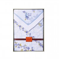 四方額付き洗える綿毛布（毛羽部分）　ブルー