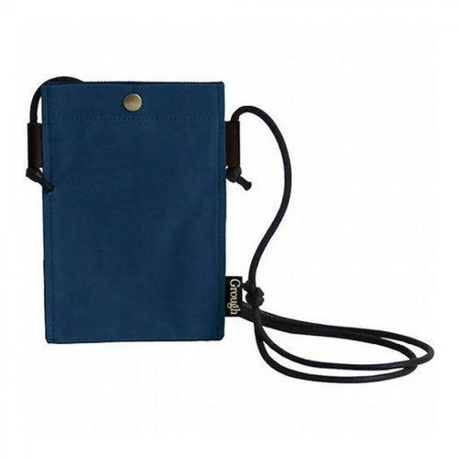 そだてる帆布Grough (パラフィン加工帆布×レザー) スマホミニショルダー ネイビー×ブラウン