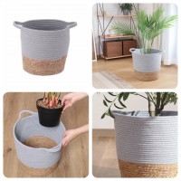 鉢カバー コットン/ガマ 10号　グレー