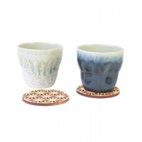 高田焼　えくぼタンブラーペ（コースター付）