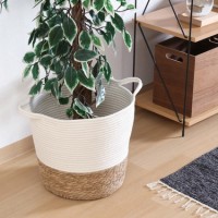 鉢カバー コットン/ガマ 10号　アイボリー