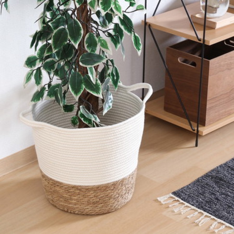 鉢カバー コットン/ガマ 10号　アイボリー