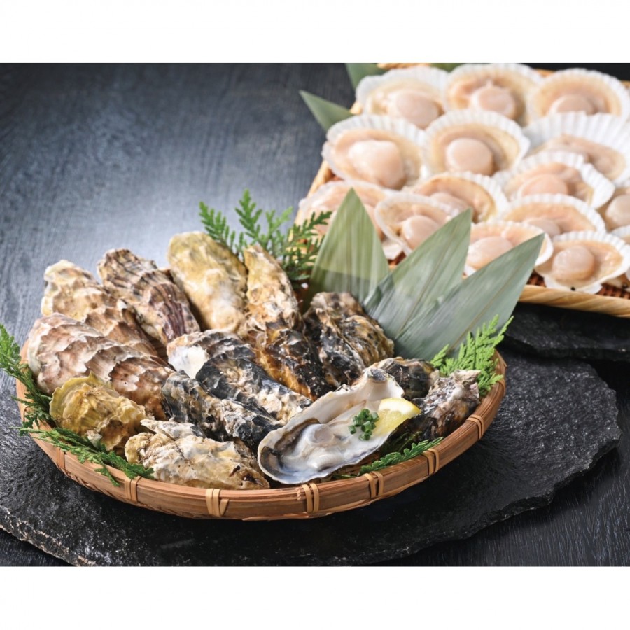 【北海道】北海道産殻付き牡蠣700g/片貝ホタテ1kg