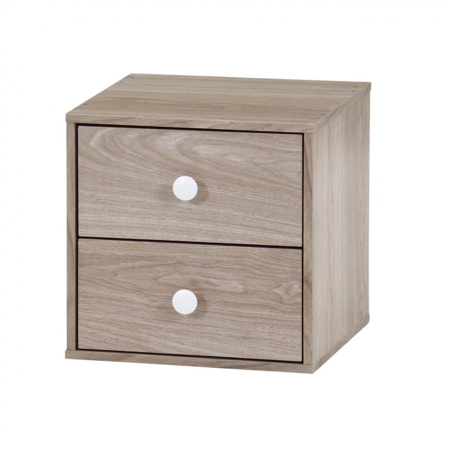 キューブボックス 引出2段 アッシュグレー