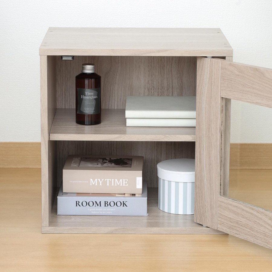 キューブボックス ガラス扉 アッシュグレー