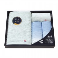 日本名産地 今治×泉州 波の音Ⅱタオルセット　バスタオル（今治）×1・フェイスタオル（泉州）×2・ハンドタオル（今治）×1