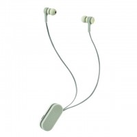 ワイヤレスイヤホン Bluetooth5.0 両耳 コードあり 巻き取り式 クリップ付　オリーブカーキ